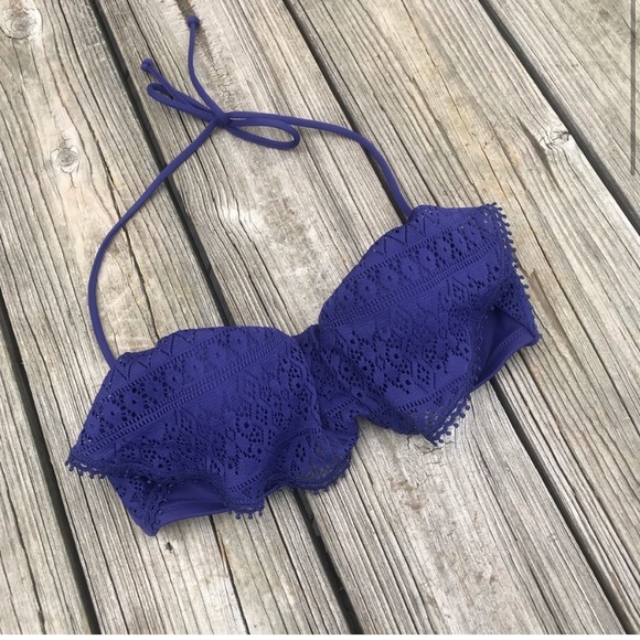 Victoria's Secret Other - Victoria's Secret Purple Perforated Flounce Bikini Top 32C